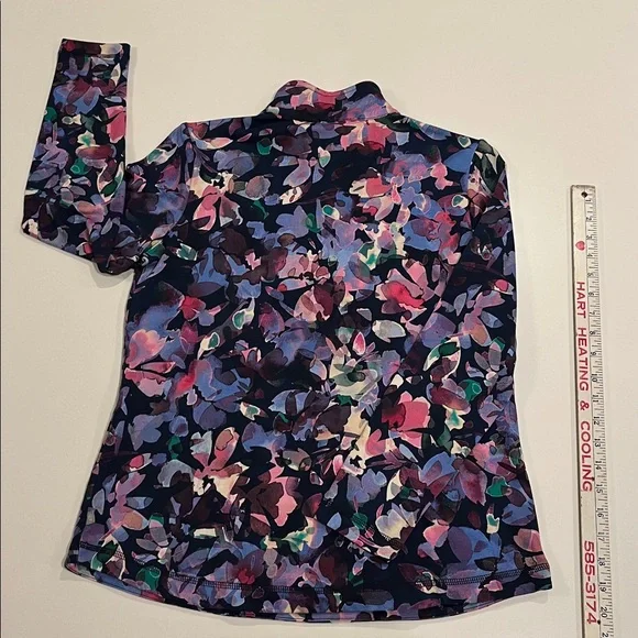 NWT Talbots Navy and Pink Floral Quarter-Zip Pullover. Size Petite Small - Picture 5 of 15